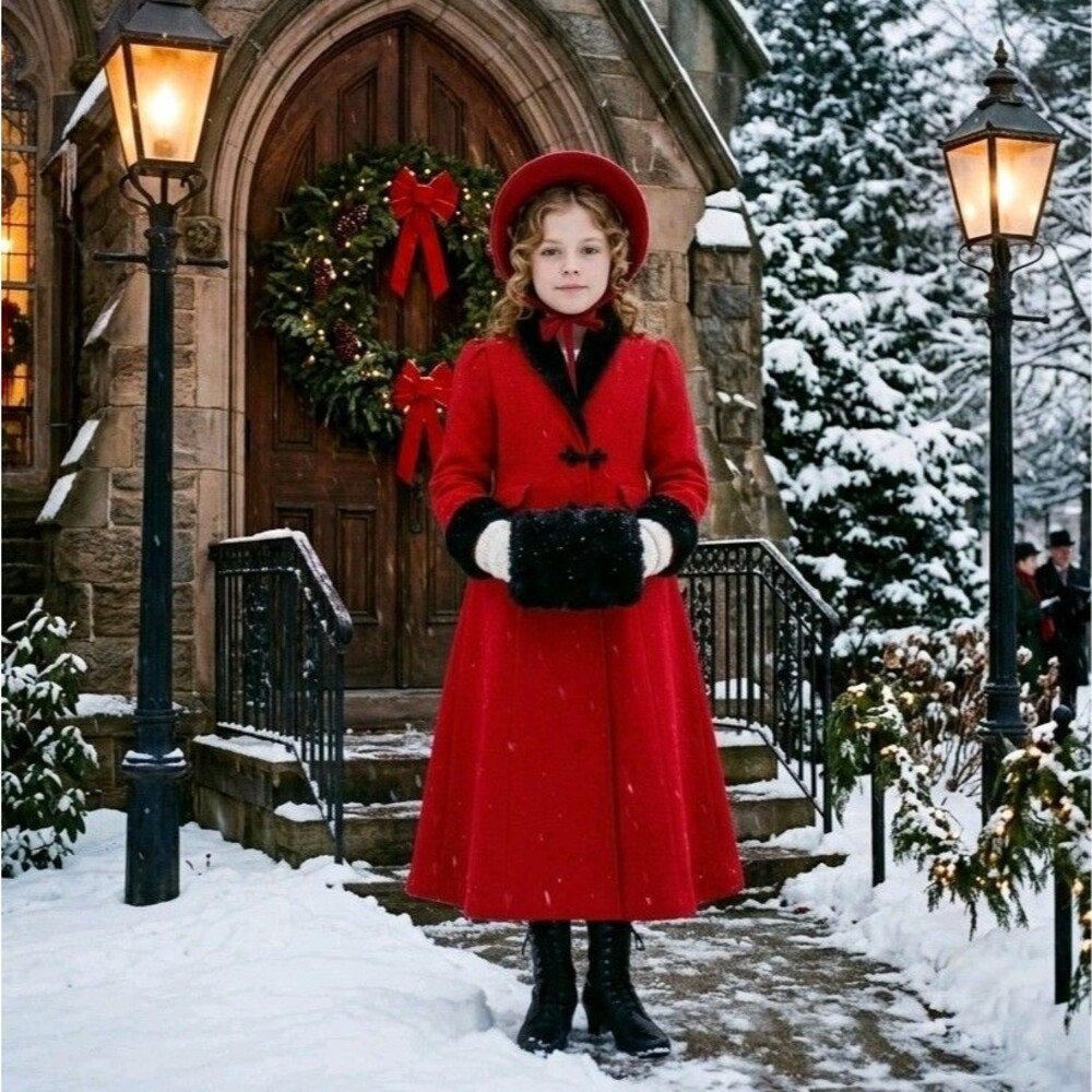 Vintage Rothschild Red Princess Dress Coat Formal Holiday Christmas Victorian M